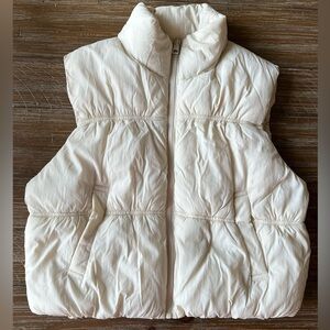 Love Tree Cream Puffer Vest - Quilted Sleeveless - Large